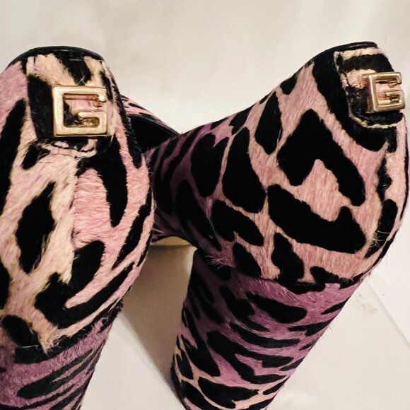 Guess Abagail Y2 Dark Purple/Black Real Calf Fur Animal Print Hide-Leather-Sz. 9 - Picture 7 of 16